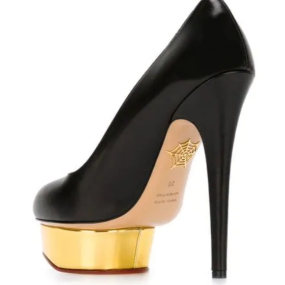 Charlotte Olympia Black Leather Dolly Pumps Sz 40 - Picture 8 of 8